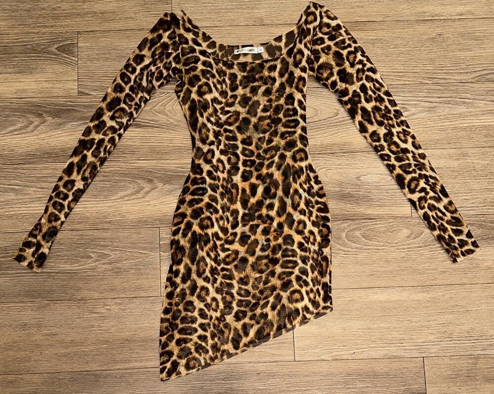 Melissa Simone Mesh Cover Up Cheetah Print Size Small